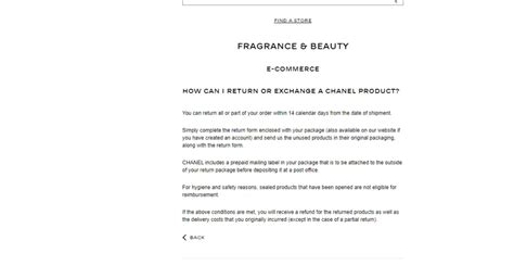 chanel return policy makeup|Chanel online returns form.